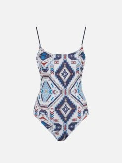 Woman One Piece Swimsuit With Glitter Aztec Print