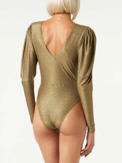 Knitted Glitter Gold Bodywear / One Piece Swimsuit 8 Knitted Glitter Gold Bodywear / One Piece Swimsuit -MC2 Saint Barth Shop gold bodysuit woman 2