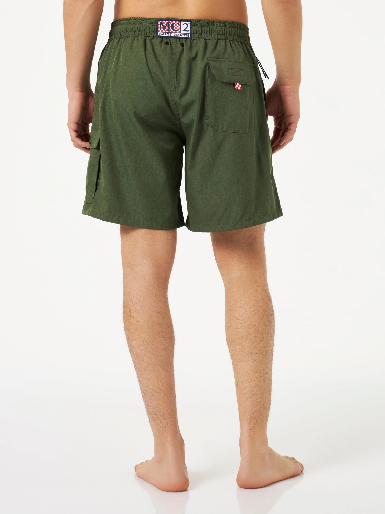 MC2 Saint Barth Man Military Green Comfort And Stretch Swim Shorts 6 MC2 Saint Barth Man Military Green Comfort And Stretch Swim Shorts - Image 4