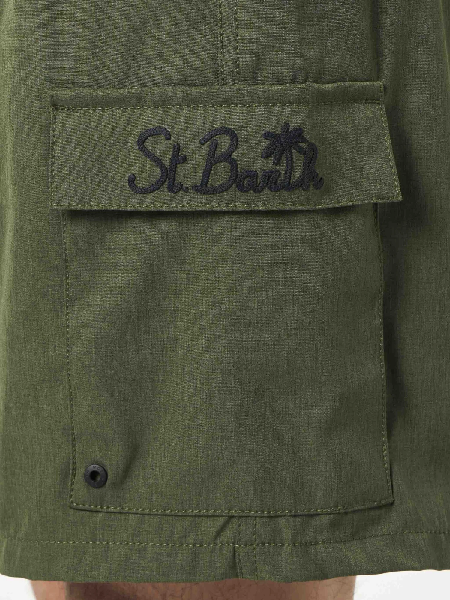 MC2 Saint Barth Man Military Green Comfort And Stretch Swim Shorts 7 MC2 Saint Barth Man Military Green Comfort And Stretch Swim Shorts - Image 5