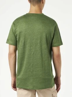 MC2 Saint Barth Man Linen Jersey T-shirt -MC2 Saint Barth Shop green linen tshirt man 2