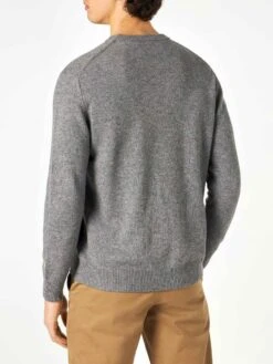 Man Grey Sweater Sun Moritz Pirates Fluo Embroidery -MC2 Saint Barth Shop grey sweater man embroidery 3