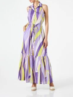MC2 Saint Barth Woman Halterneck Dress With Wave Print