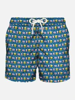 Light Fabric Man Swim Shorts Fast Food Print