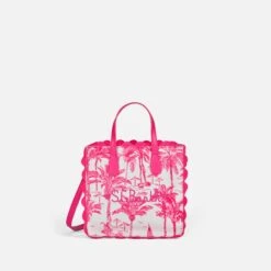MC2 Saint Barth Vivian Cotton Handbag With Toile De Jouy Print -MC2 Saint Barth Shop handbag print white fucsia 2