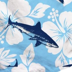 Sharks Velvet Print Mid-length Swim Shorts -MC2 Saint Barth Shop hawaii shark 1