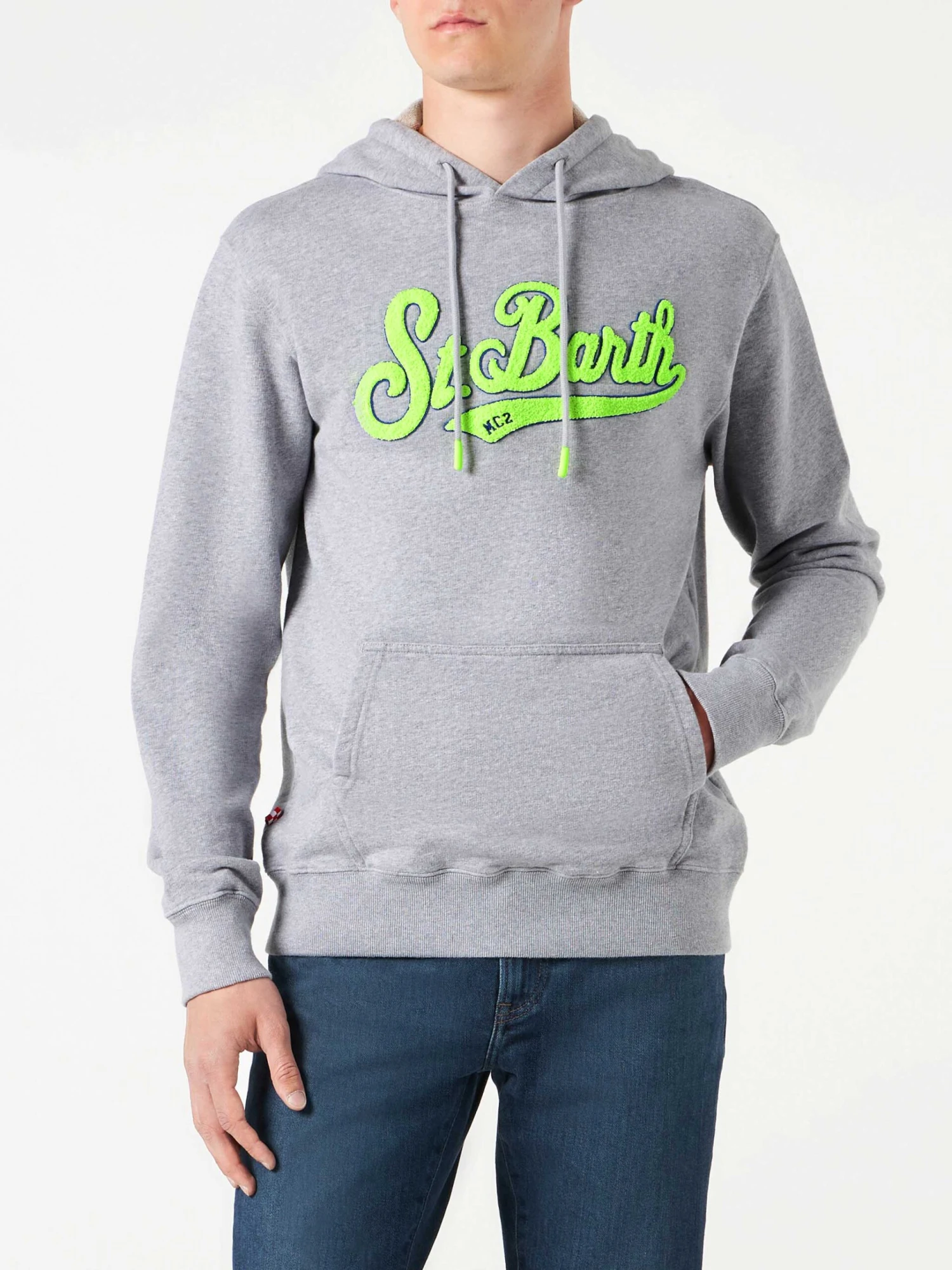 MC2 Saint Barth Man Cotton Hooded Grey Sweatshirt 3 MC2 Saint Barth Man Cotton Hooded Grey Sweatshirt