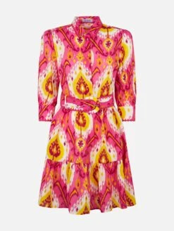 MC2 Saint Barth Woman Linen Short Dress Daisi With Ikat Print -MC2 Saint Barth Shop ikat linen dress woman 4