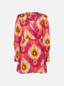 MC2 Saint Barth Linen Short Dress Brilly With Ikat Print -MC2 Saint Barth Shop ikat linen dress wrap 4