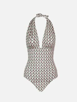 Fucsia And Green Knittedpattern One Piece