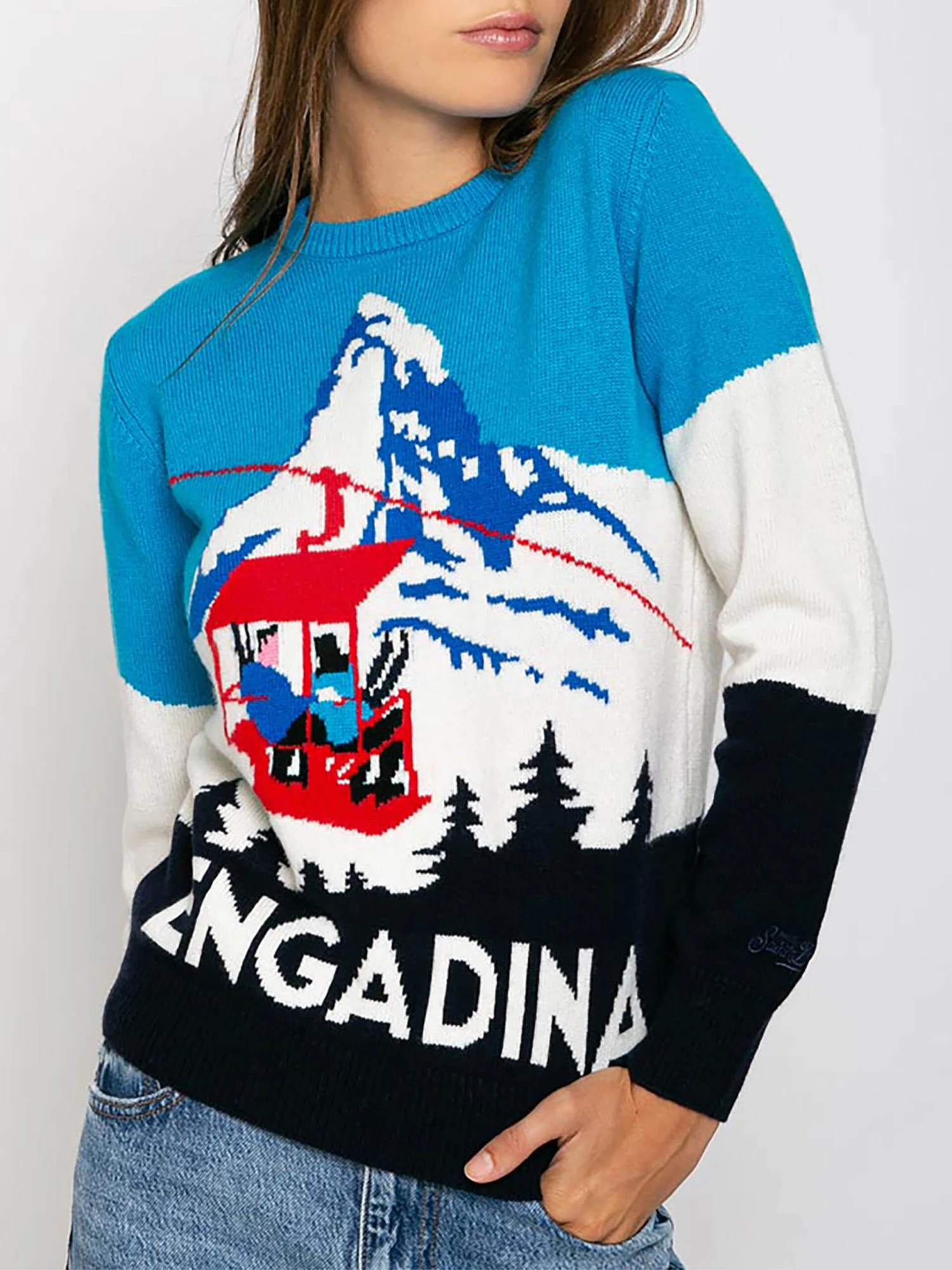 Woman Sweater Engadina Vintage Postcard Print 7 Woman Sweater Engadina Vintage Postcard Print - Image 5