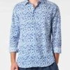 MC2 Saint Barth Man Muslin Cotton Sikelia Shirt With Blue Leaves Print
