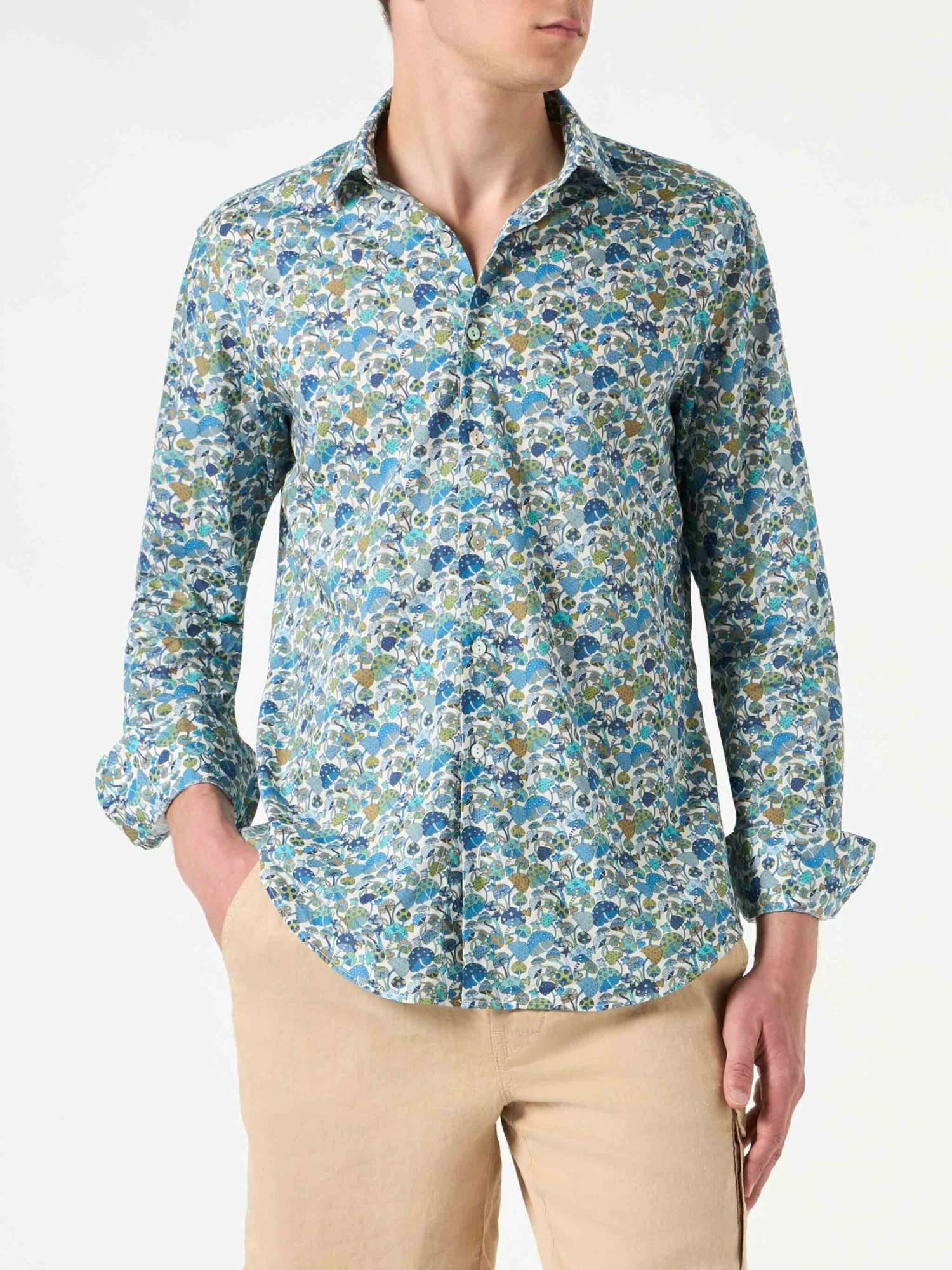 MC2 Saint Barth Man Muslin Cotton Sikelia Shirt With Mushroom Print | Made With Liberty Fabric 3 MC2 Saint Barth Man Muslin Cotton Sikelia Shirt With Mushroom Print | Made With Liberty Fabric