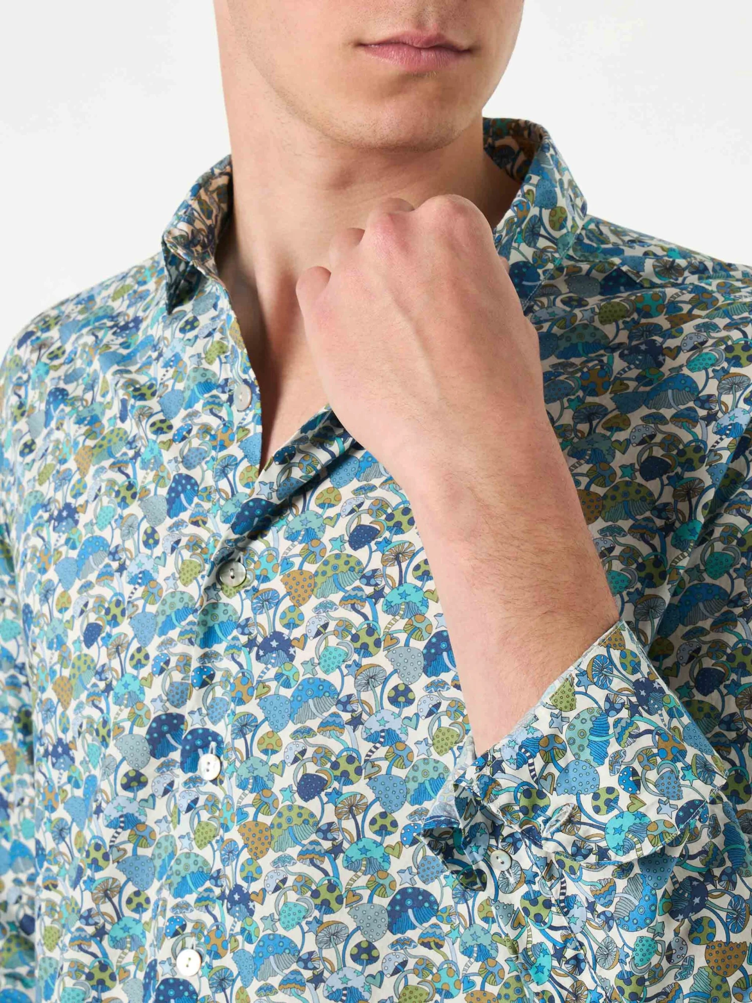 MC2 Saint Barth Man Muslin Cotton Sikelia Shirt With Mushroom Print | Made With Liberty Fabric 5 MC2 Saint Barth Man Muslin Cotton Sikelia Shirt With Mushroom Print | Made With Liberty Fabric - Image 3