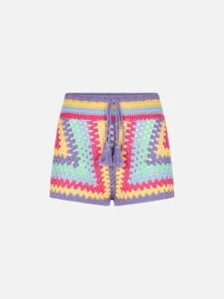 Multicolor Crochet Shorts 9 Multicolor Crochet Shorts -MC2 Saint Barth Shop lilac crochet shorts woman 4