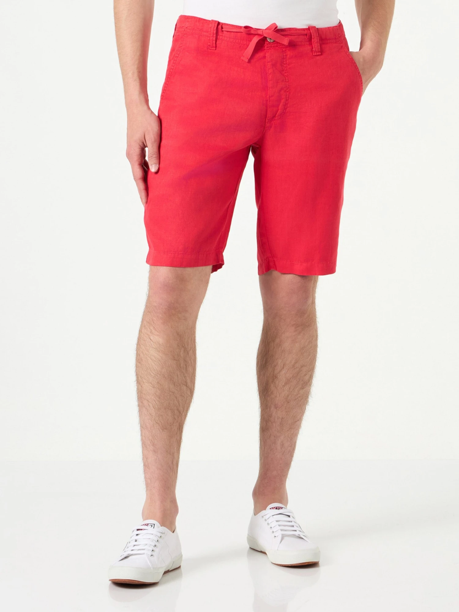 Linen Bermuda Red Shorts 3 Linen Bermuda Red Shorts
