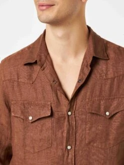 MC2 Saint Barth Man Brown Linen Shirt -MC2 Saint Barth Shop linen brown shirt man 3