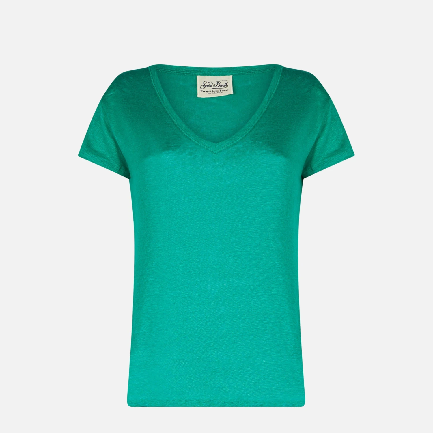 MC2 Saint Barth Woman Green Linen T-shirt 6 MC2 Saint Barth Woman Green Linen T-shirt - Image 4