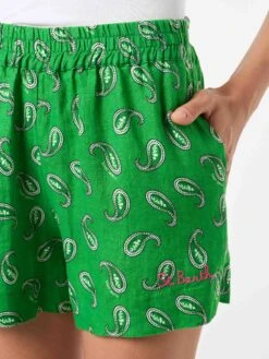 MC2 Saint Barth Woman Linen Beach Shorts With Paisley Print -MC2 Saint Barth Shop linen paisley shorts beach 3