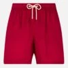 Solid Bordeaux Mid-length Linen Swim Shorts