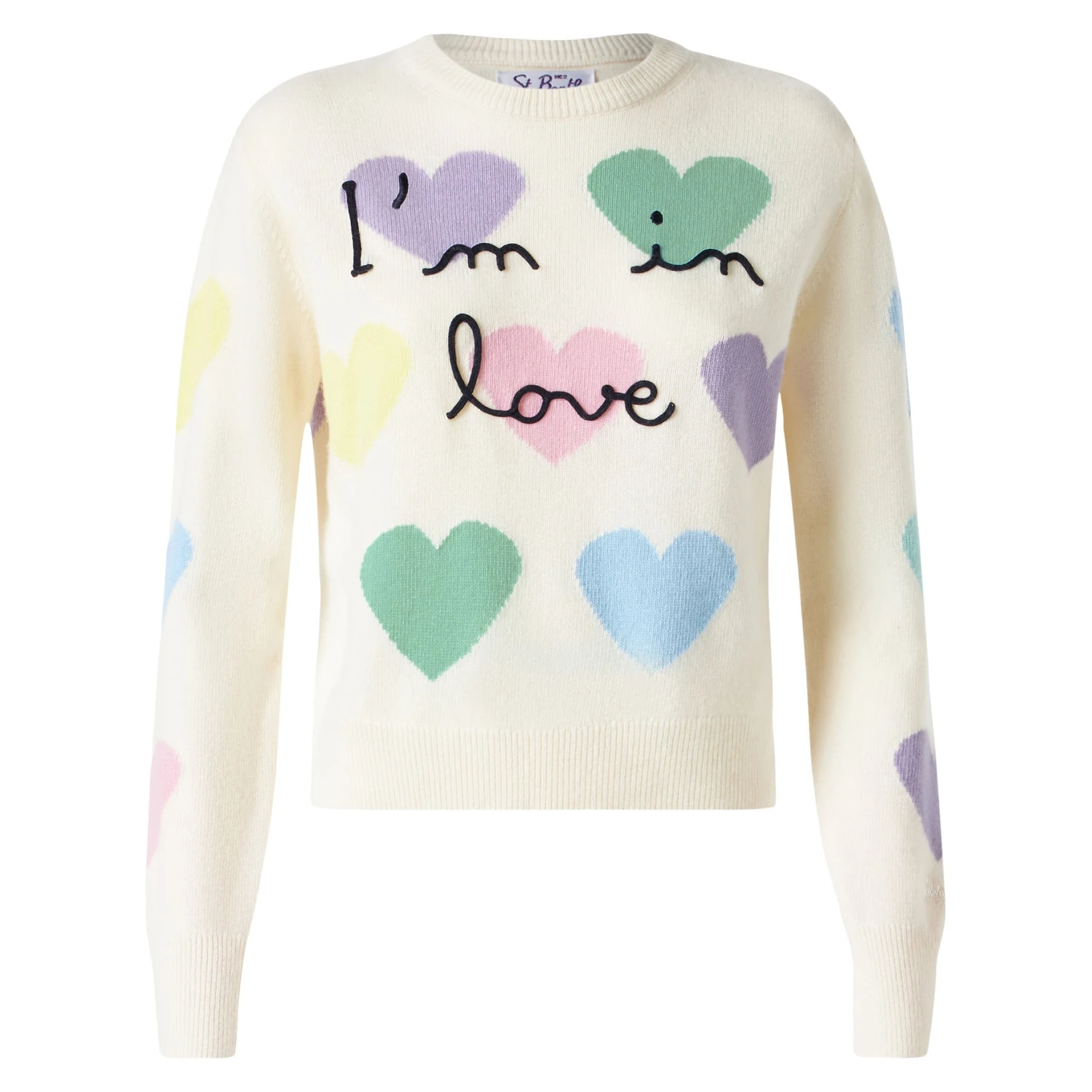 Woman Sweater With Hearts Print And I'm In Love Embroidery 6 Woman Sweater With Hearts Print And I'm In Love Embroidery - Image 4