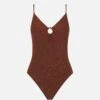 Lurex One Piece Whit Loop 1 Lurex One Piece Whit Loop -MC2 Saint Barth Shop lurex swimsuit woman brown 4