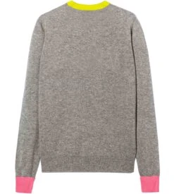 Woman Grey Sweater GIRL PWR Fluo Embroidery And Fluo Details 10 Woman Grey Sweater GIRL PWR Fluo Embroidery And Fluo Details -MC2 Saint Barth Shop maglione power girl back