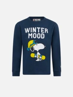 MC2 Saint Barth Boy Blue Heavy Cotton T-shirt With Snoopy Print | PEANUTS SPECIAL EDITION