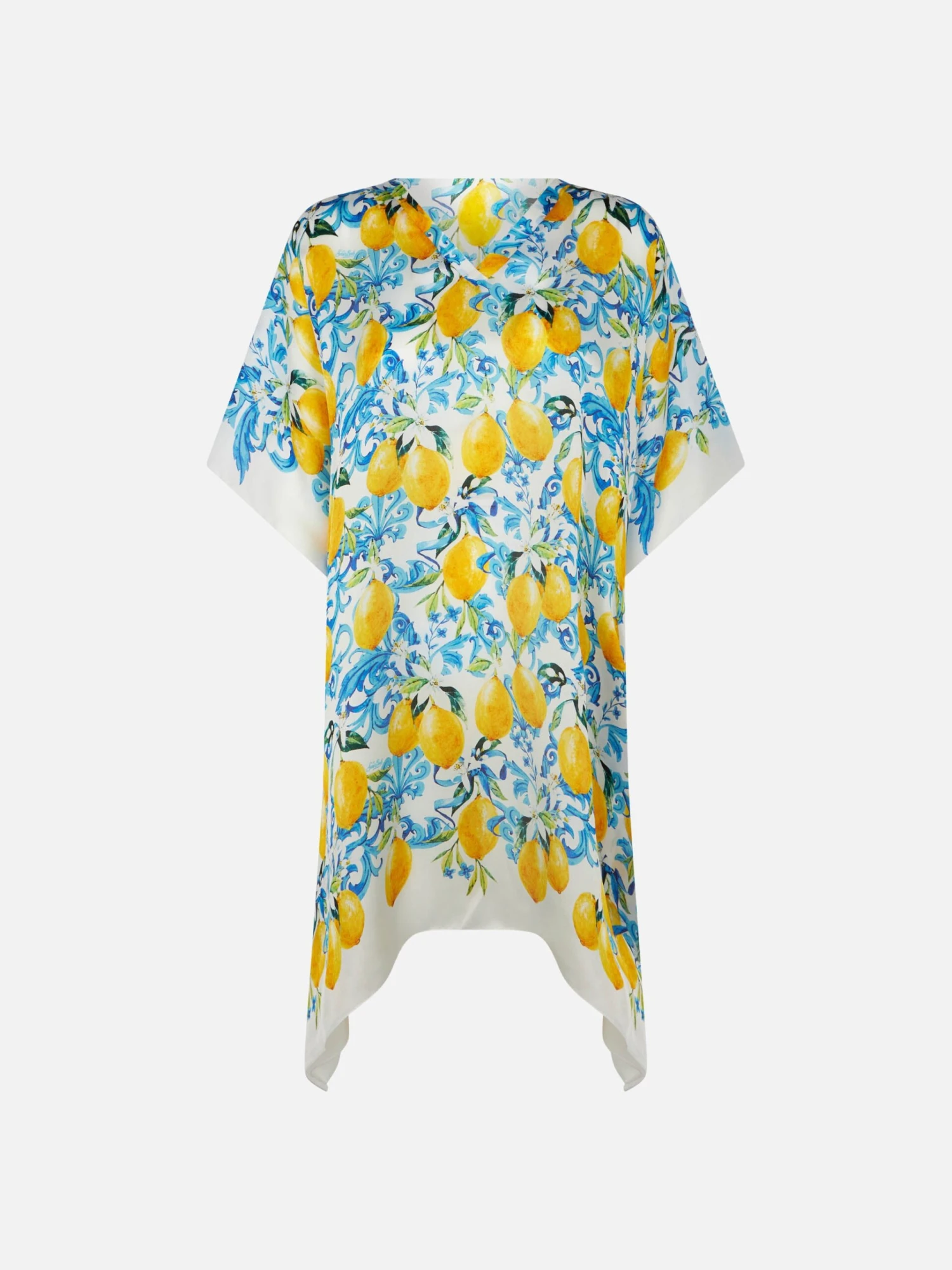 MC2 Saint Barth Lemons And Maiolica Print Silk Caftan 6 MC2 Saint Barth Lemons And Maiolica Print Silk Caftan - Image 4