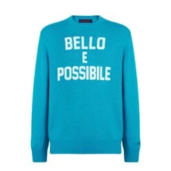 Man Sweater With Bello E Possibile Print -MC2 Saint Barth Shop man blue sweater 4