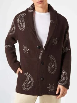 MC2 Saint Barth Man Knit Jacket With Paisley Print