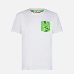 MC2 Saint Barth Man Cotton T-shirt With Green Bandanna Pocket -MC2 Saint Barth Shop man cotton tshirt green bandanna5