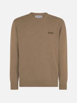 MC2 Saint Barth Man Crewneck Camel Lambswool Sweater With St. Barth Embroidery 9 MC2 Saint Barth Man Crewneck Camel Lambswool Sweater With St. Barth Embroidery -MC2 Saint Barth Shop man crewneck beige sweater with st barth embroidery