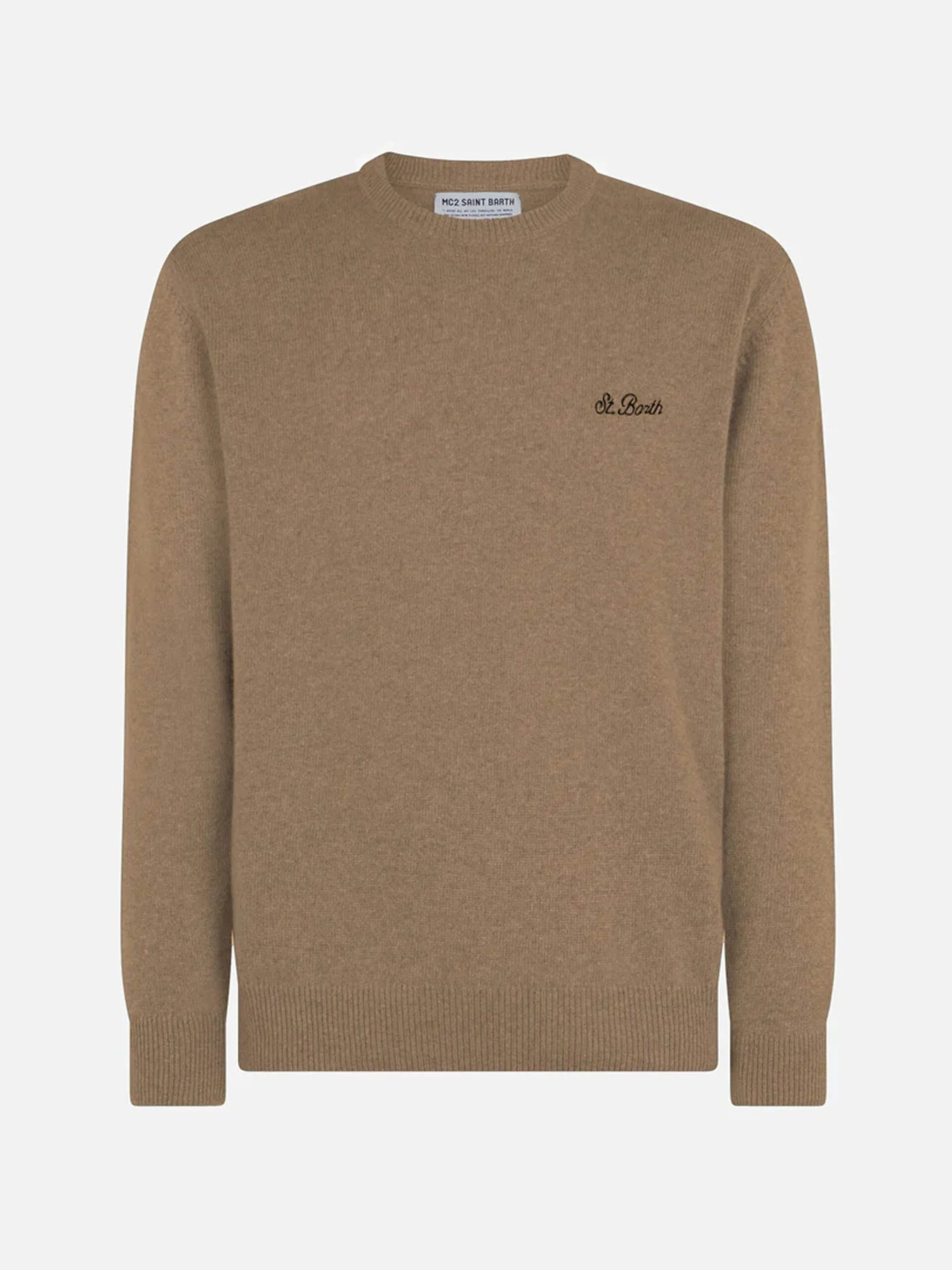 MC2 Saint Barth Man Crewneck Camel Sweater With St. Barth Embroidery 6 MC2 Saint Barth Man Crewneck Camel Sweater With St. Barth Embroidery - Image 4