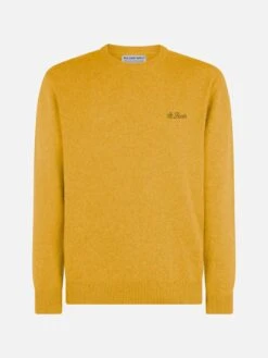 MC2 Saint Barth Man Crewneck Ochre Yellow Sweater With St. Barth Embroidery 9 MC2 Saint Barth Man Crewneck Ochre Yellow Sweater With St. Barth Embroidery -MC2 Saint Barth Shop man crewneck ochre yellow sweater with st barth embroidery