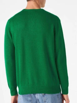 MC2 Saint Barth Man Green Sweater With Tequila Solves Everything Embroidery -MC2 Saint Barth Shop man green sweater with embroidery2