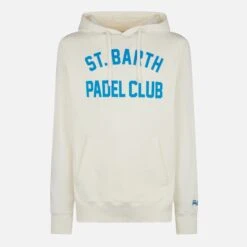 MC2 Saint Barth Man Cotton Hooded White Sweatshirt With Bluette St. Barth Padel Club Print 9 MC2 Saint Barth Man Cotton Hooded White Sweatshirt With Bluette St. Barth Padel Club Print -MC2 Saint Barth Shop man hoodie padel club white