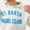 MC2 Saint Barth Man Cotton Hooded White Sweatshirt With Bluette St. Barth Padel Club Print -MC2 Saint Barth Shop man hoodie padel club white4