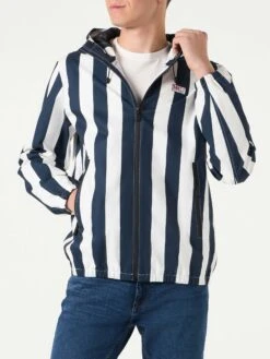 MC2 Saint Barth Man Hooded Lightweight Windbreaker With Striped Print