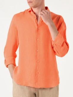 MC2 Saint Barth Man Fluo Orange Linen Pamplona Shirt