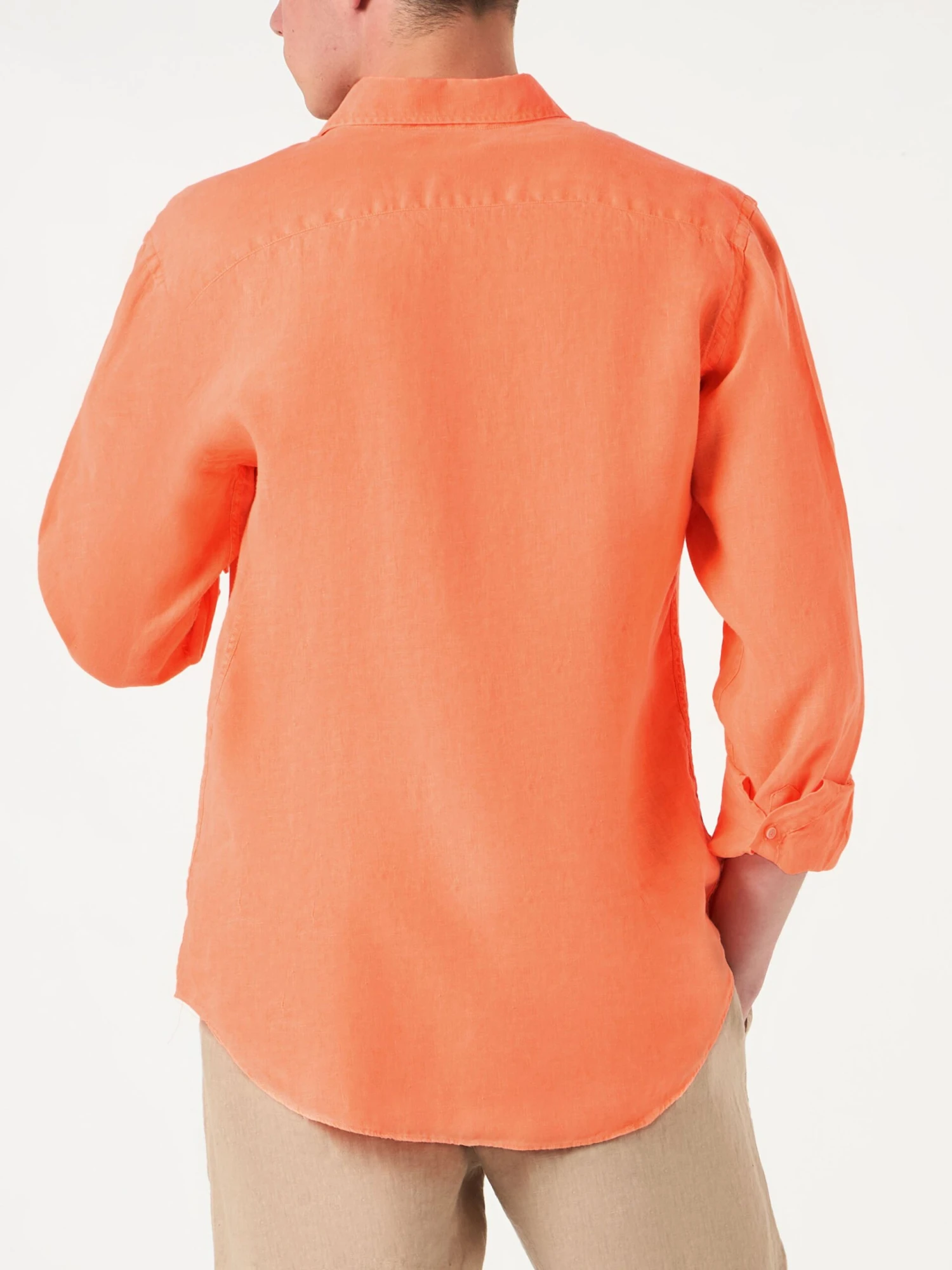 MC2 Saint Barth Man Fluo Orange Linen Pamplona Shirt 5 MC2 Saint Barth Man Fluo Orange Linen Pamplona Shirt - Image 3