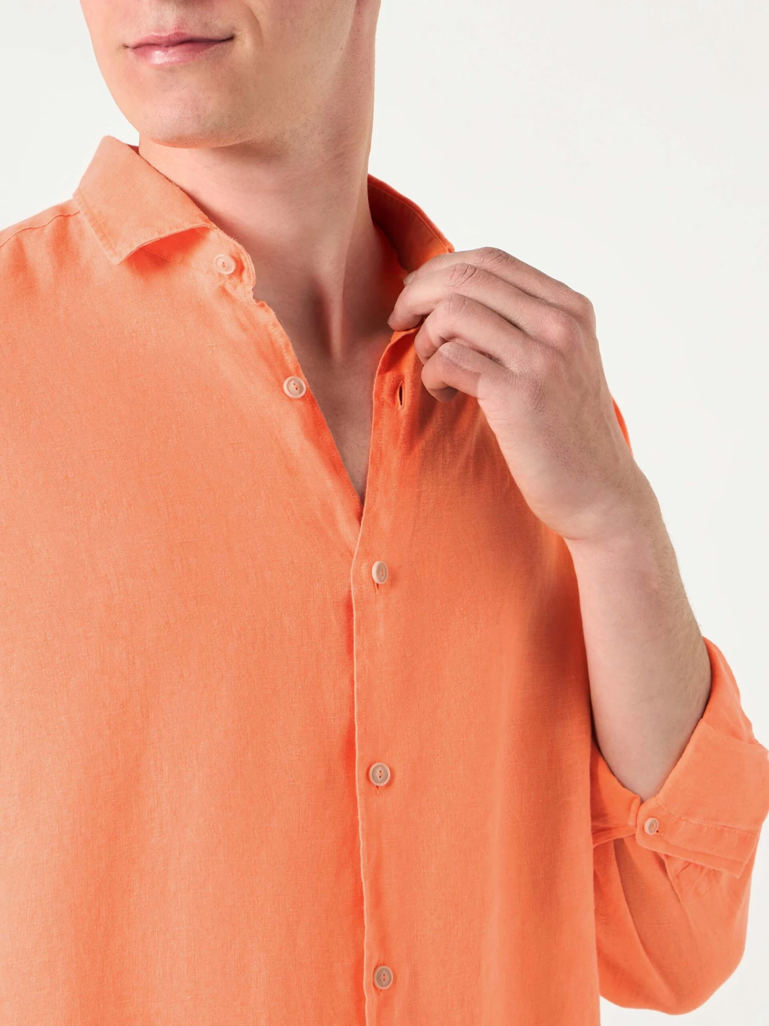 MC2 Saint Barth Man Fluo Orange Linen Pamplona Shirt 4 MC2 Saint Barth Man Fluo Orange Linen Pamplona Shirt - Image 2