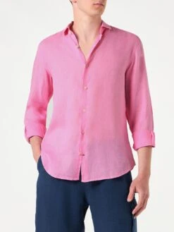 MC2 Saint Barth Man Pink Linen Pamplona Shirt