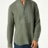 Man Military Green Linen Shirt 2 Man Military Green Linen Shirt -MC2 Saint Barth Shop man linen shirt military 1