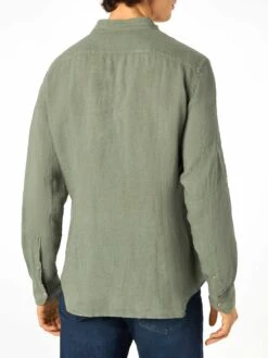 Man Military Green Linen Shirt -MC2 Saint Barth Shop man linen shirt military 2
