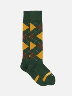 MC2 Saint Barth Man Long Socks With Green Argyle Print