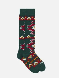 MC2 Saint Barth Man Long Socks With Red And Yellow Ethnic Pattern