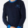 MC2 Saint Barth Man Navy Blue Sweater With Wolf Of St. Moritz Embroidery