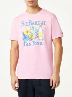 MC2 Saint Barth Man Cotton T-shirt With Gin And Flower Print