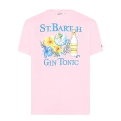 MC2 Saint Barth Man Cotton T-shirt With Gin And Flower Print -MC2 Saint Barth Shop man pink tshirt gin 4